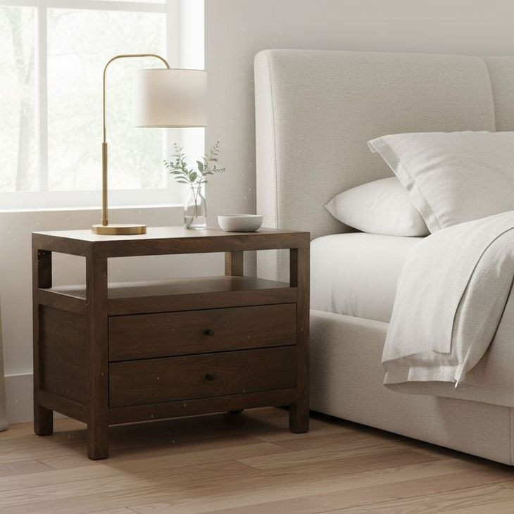 Windsor Dark Brown 2 Drawer Nightstand
