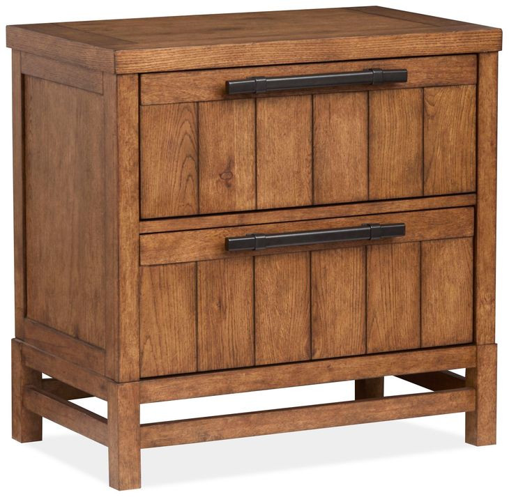 Everpine Honey Wheat 2 Drawer Nightstand with USB Charging