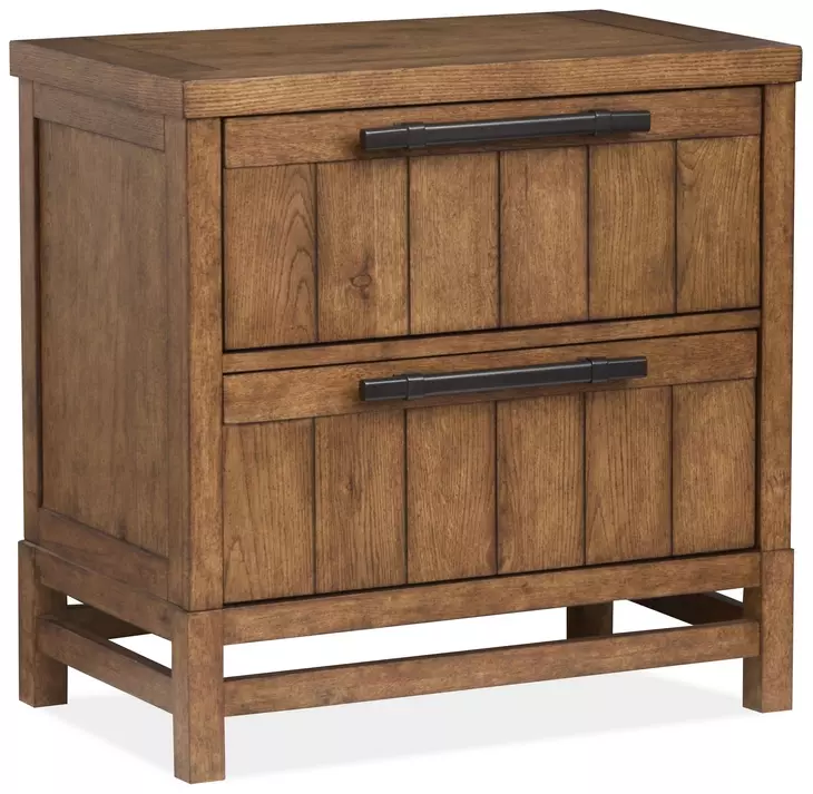 Conway Honey Wheat 2 Drawer Nightstand with USB Charging