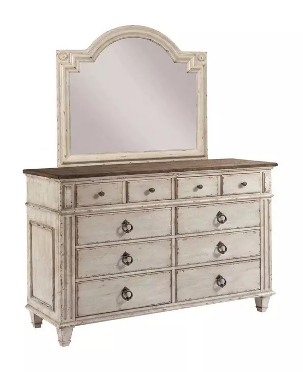 Southbury Parchment and Fossil 8 Drawer Bureau with Mirror