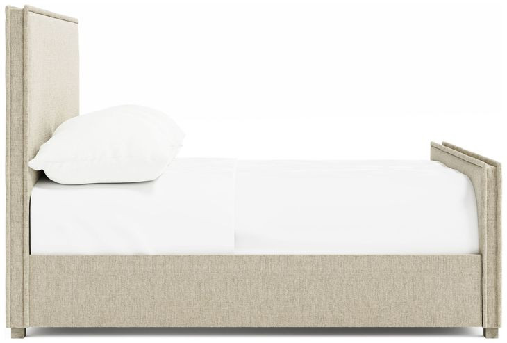 Sawyer Beige Upholstered King Panel Bed