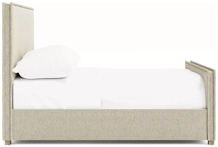 Sawyer Beige Upholstered Queen Panel Bed