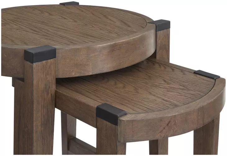 Kaysen Wallaby and Matte Black Round Nesting End Table