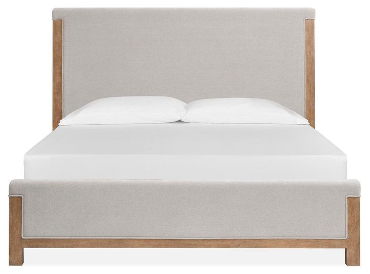 Plum Creek Sierra Brown and Elite Dove California King Upholstered Panel Bed