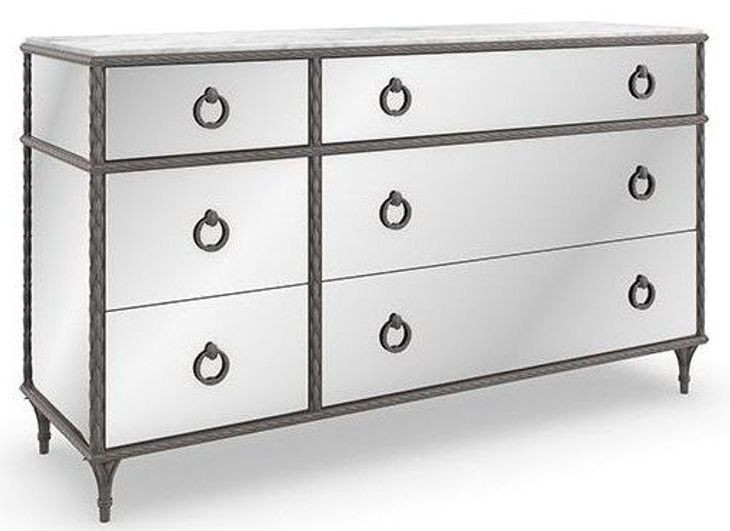 Fontainebleau Sea Smoke Leaf 6 Drawer Dresser