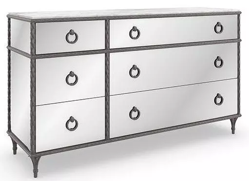 Fontainebleau Sea Smoke Leaf 6 Drawer Dresser
