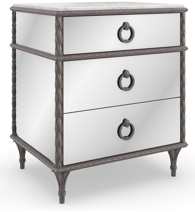 Fontainebleau Sea Smoke Leaf 3 Drawer Nightstand