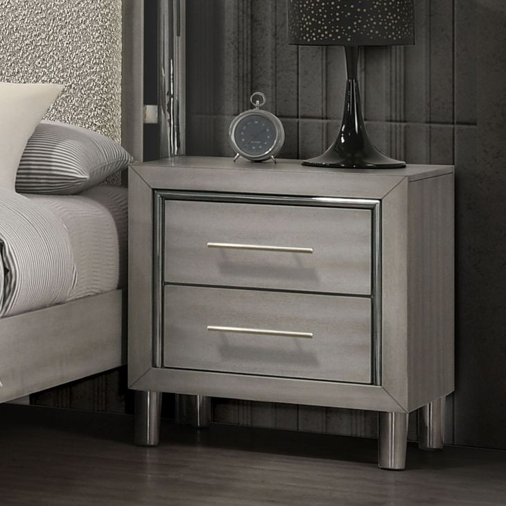 Lennox Gray 2 Drawer Nightstand