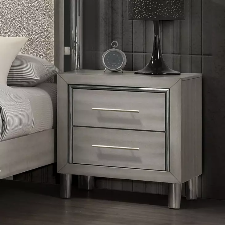 Lennox Gray 2 Drawer Nightstand