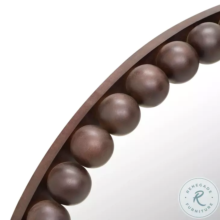 Baria Walnut Finish Round Wall Mirror