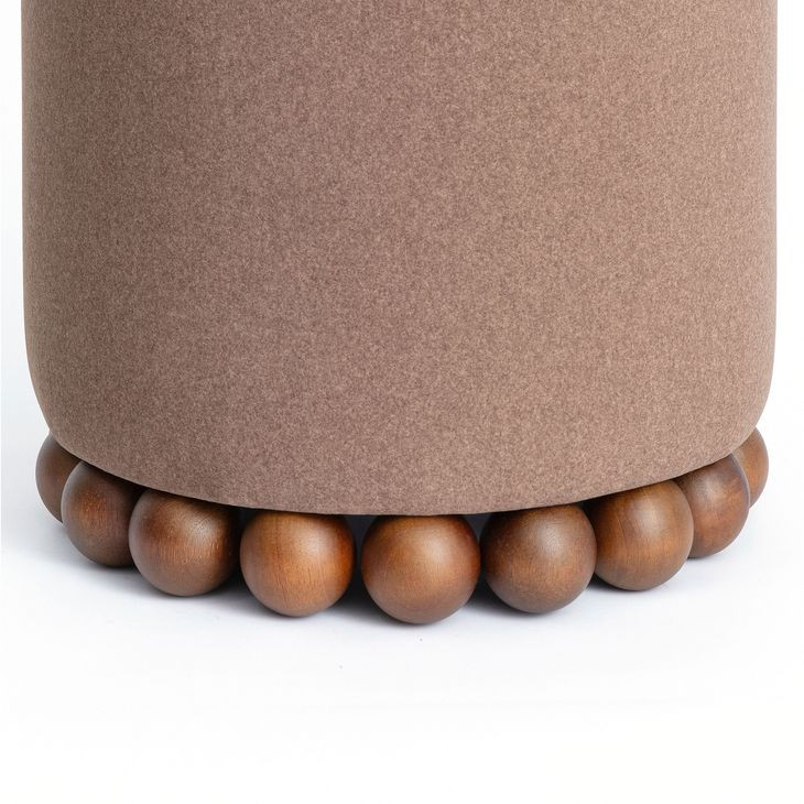 Dex Brown Performance Vegan Mohair Upholstered Round Ottoman