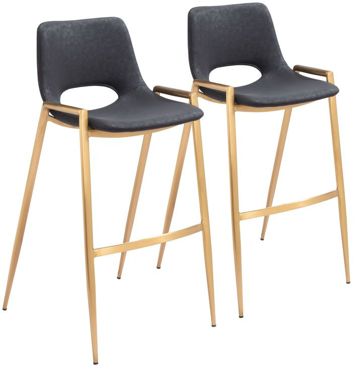 Desi Black and Gold Bar Stool Set of 2