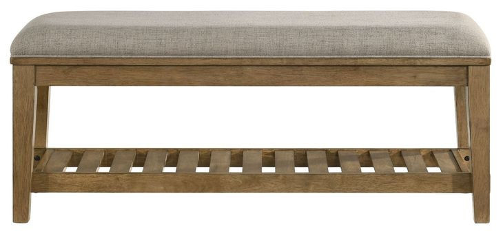 Andover Maple and Gray Upholstered Bed Bench with Storage