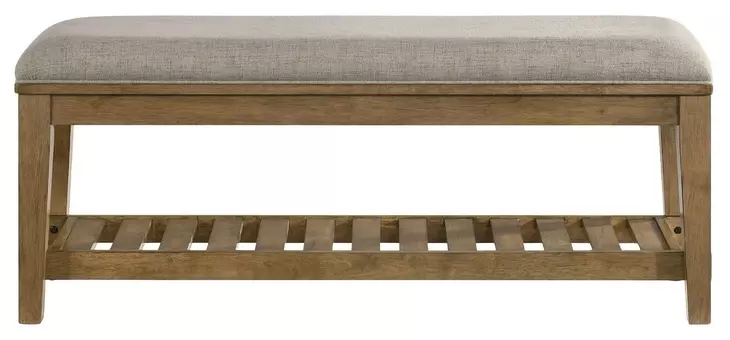 Andover Maple and Gray Upholstered Bed Bench with Storage