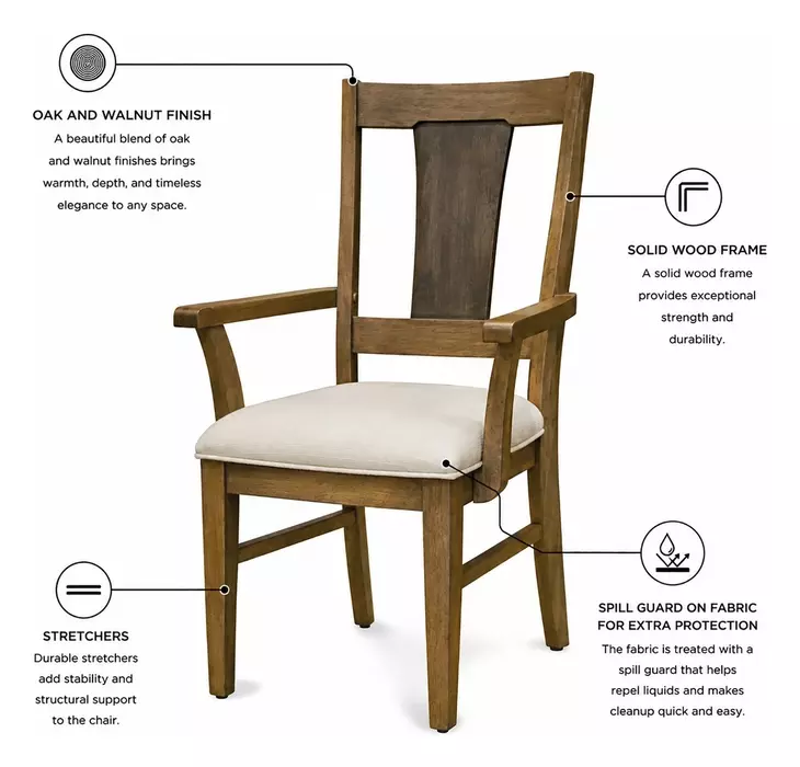 Sun Haven Cream Performance Fabric Upholstered Arm Chair Set of 2
