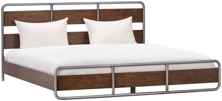 Zest Dark Oak and Gray Queen Platform Bed