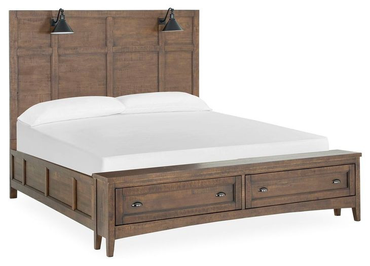 Bay Creek Toasted Nutmeg King Storage Panel Bed with LED