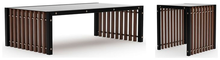 Pinstripe Dark Chocolate and Rich Walnut Occasional Table Set