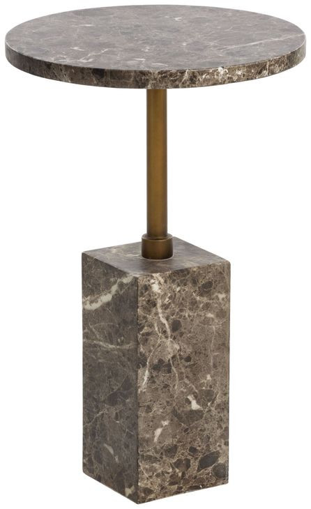 Zuri Dark Emperador Round Concrete Top Outdoor End Table