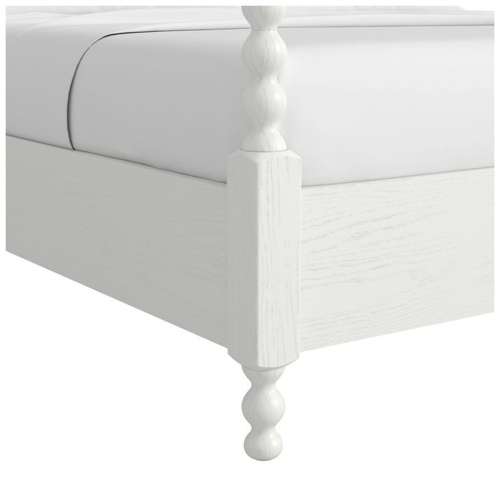 Haven Warm White King Upholstered Canopy Poster Bed