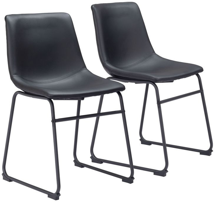 Smart Black and Black Dining Chair Set of 2