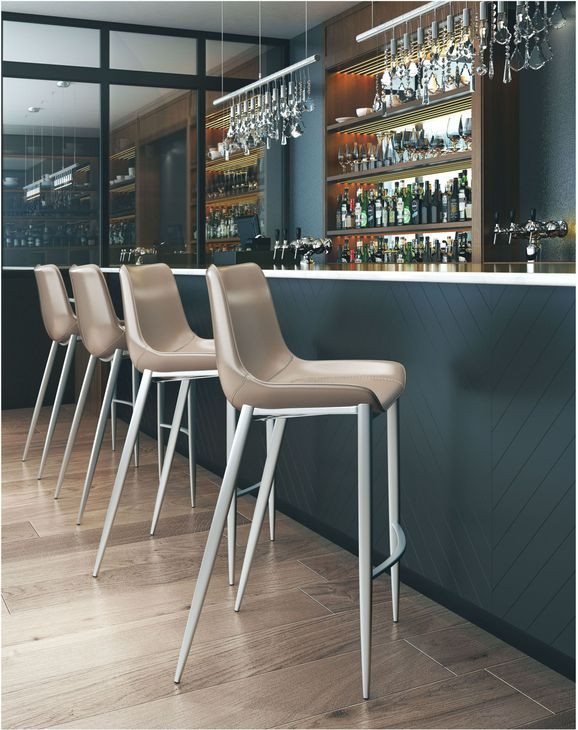 Magnus Gray And Brushed Stainless Steel Bar Stool Set Of 2
