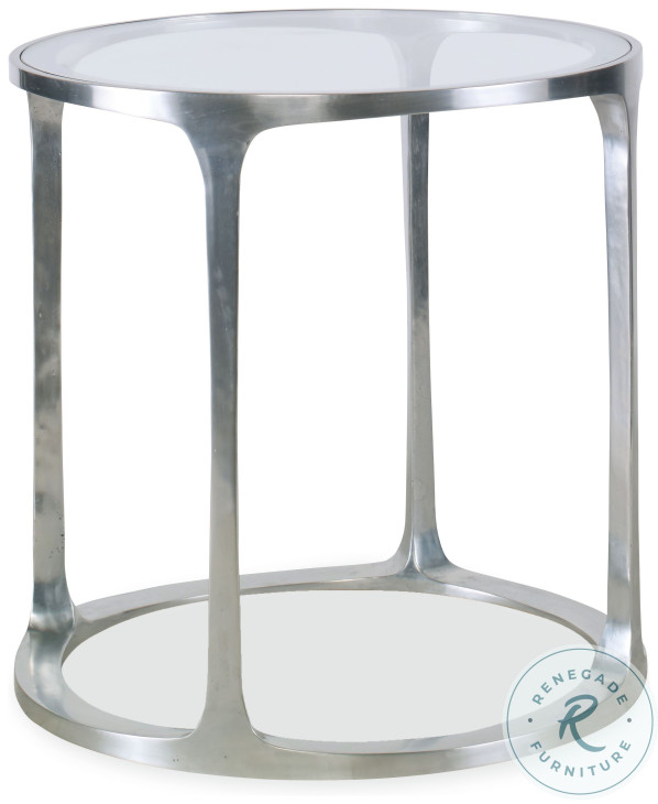 Aria Tempered Glass And Polished Aluminum Chairside Table