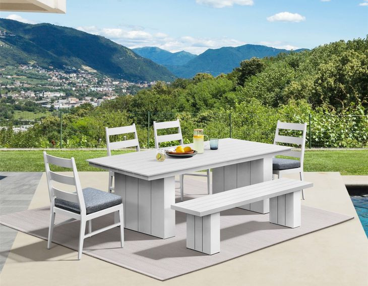 Nash Outdoor Dining Buff Outdoor Rectangular Dining Room Set