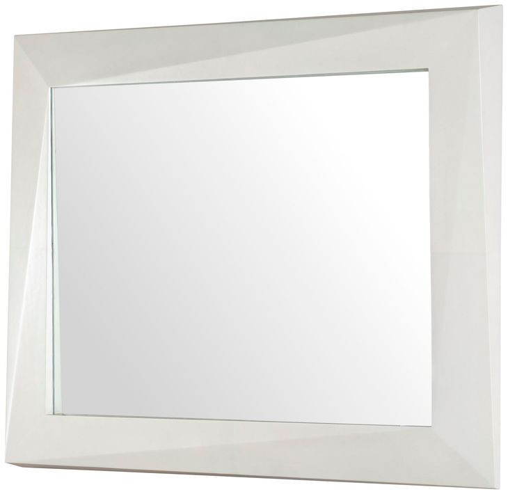 Rex White Rectangular Faceted Wall Mirror