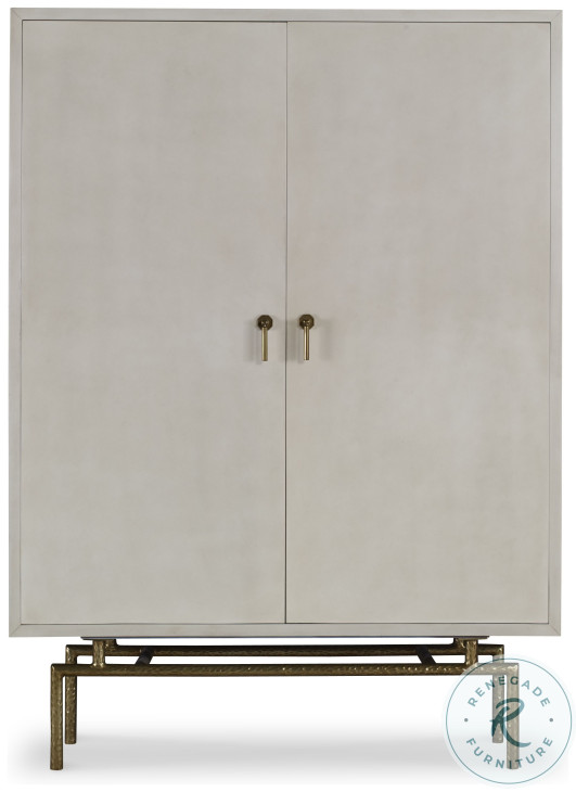 Harrison Faux Parchment And Bronze Bar Cabinet