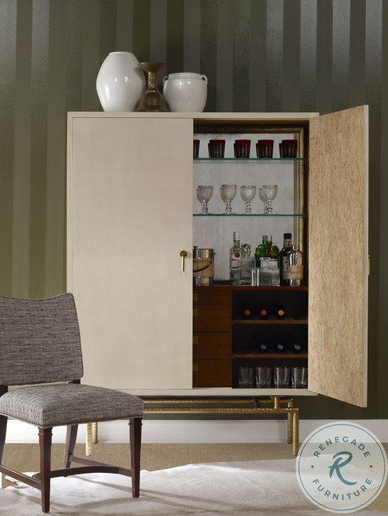 Harrison Faux Parchment And Bronze Bar Cabinet