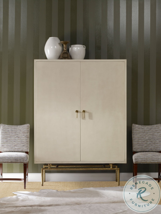 Harrison Faux Parchment And Bronze Bar Cabinet