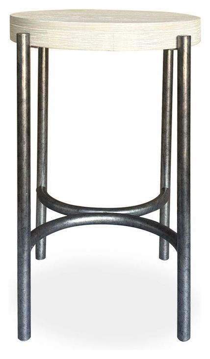 Jennings Edgecomb Gray and Weathered Antique Nickel Round Accent Table