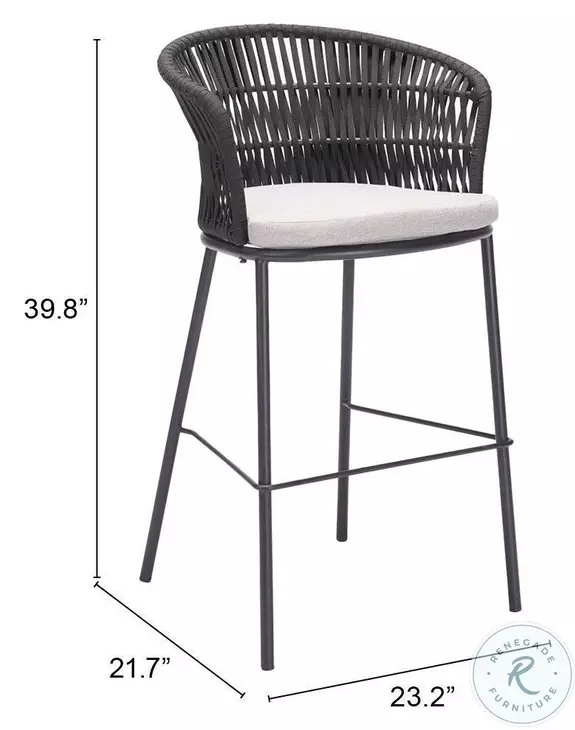 Freycinet Black Outdoor Bar Stool Set of 2 From Zuo