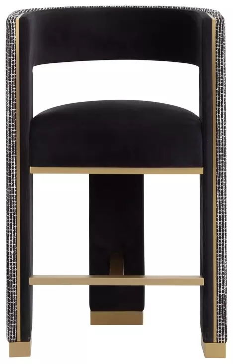 Adamina Abbington Black and Hobbes Night Upholstered Counter Height Stool