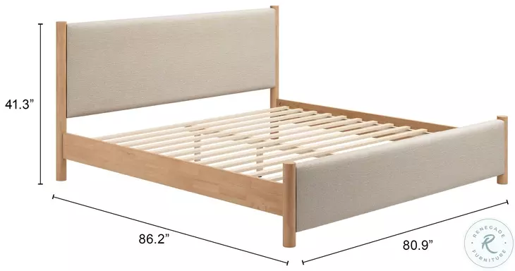Hadi Beige And Natural King Upholstered Panel Bed