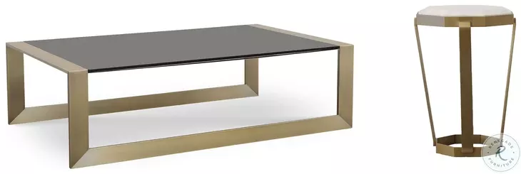 Compositions Black And Satin Brass Occasional Table Set
