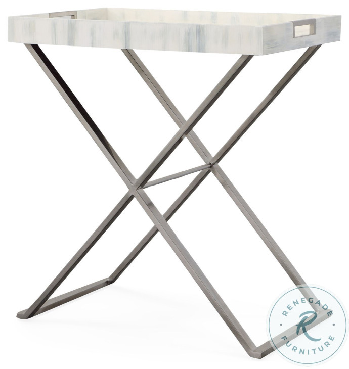 Compositions Faux Horn And Pewter Tray Table