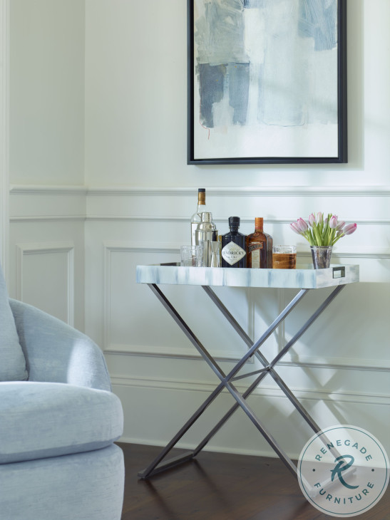 Compositions Faux Horn And Pewter Tray Table