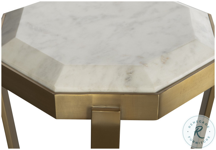 Compositions Honed Volakas Marble And Satin Brass Accent Table
