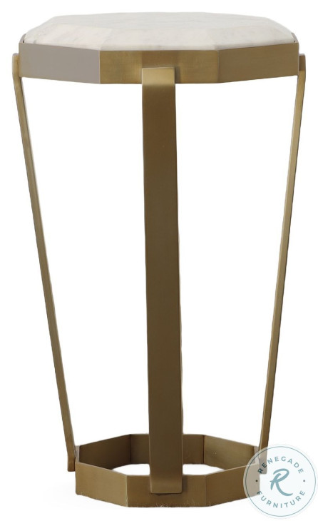 Compositions Honed Volakas Marble And Satin Brass Accent Table