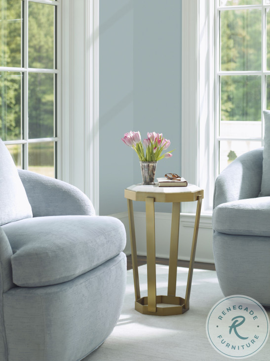 Compositions Honed Volakas Marble And Satin Brass Accent Table