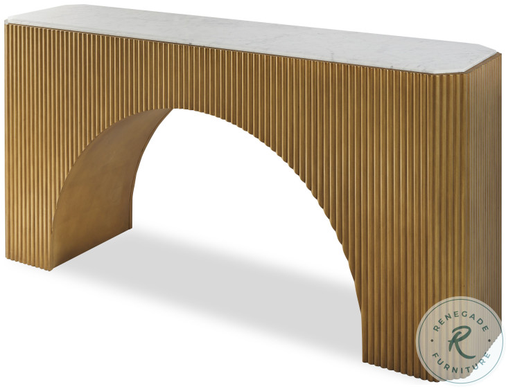Compositions Honed Volakas Marble And Gold Leaf Console Table