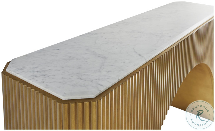 Compositions Honed Volakas Marble And Gold Leaf Console Table