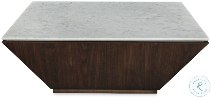 Compositions Honed Volakas Marble And Walnut Occasional Table Set
