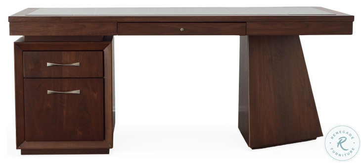 Compositions Black Glass And Walnut Desk