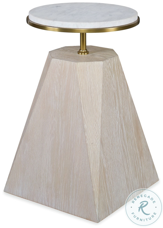 Cadence Carrara Marble And Sand Cerused Accent Table