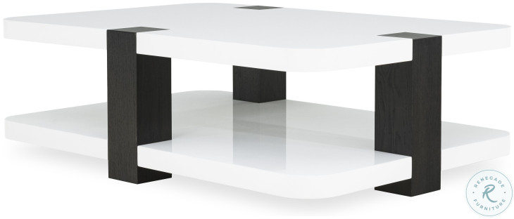 Cadence White Lacquered And Mocha Cocktail Table