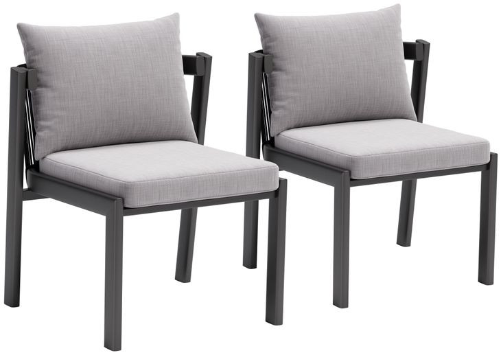 Horizon Gray Performance Fabric Outdoor Dining Chair Set Of 2