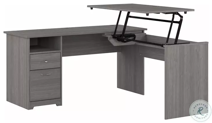 Cabot Modern Gray 60" 3 Position Sit to Stand L Shaped Desk